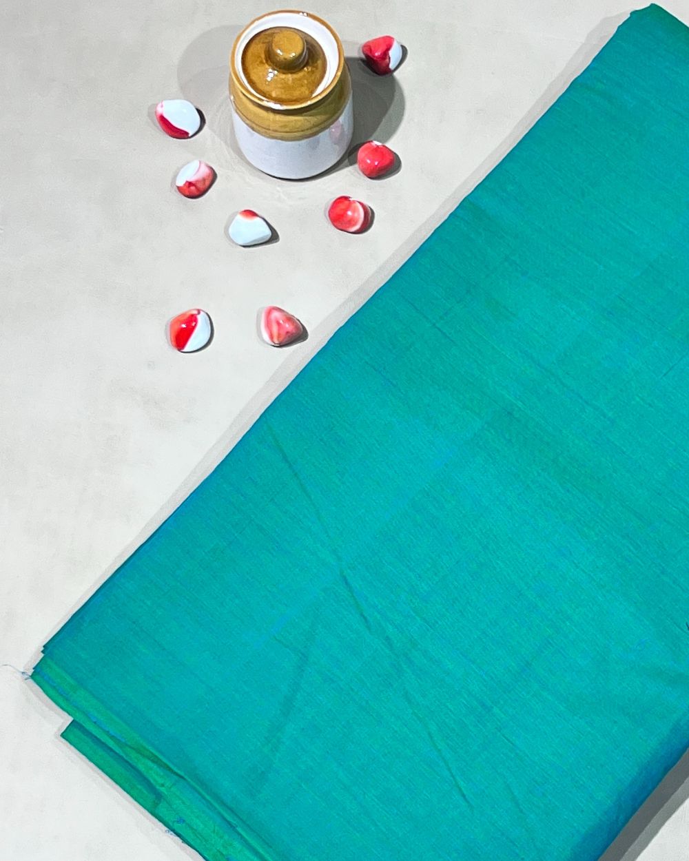Plain Khadi Cotton Fabric Emerald Green Colour 45 Inches Width