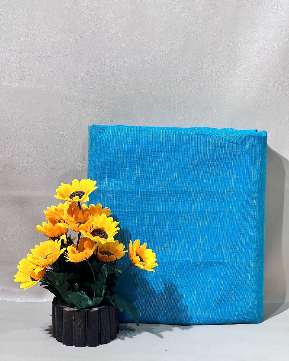 Plain Khadi Cotton Fabric Sky Blue Colour 45 Inches Width