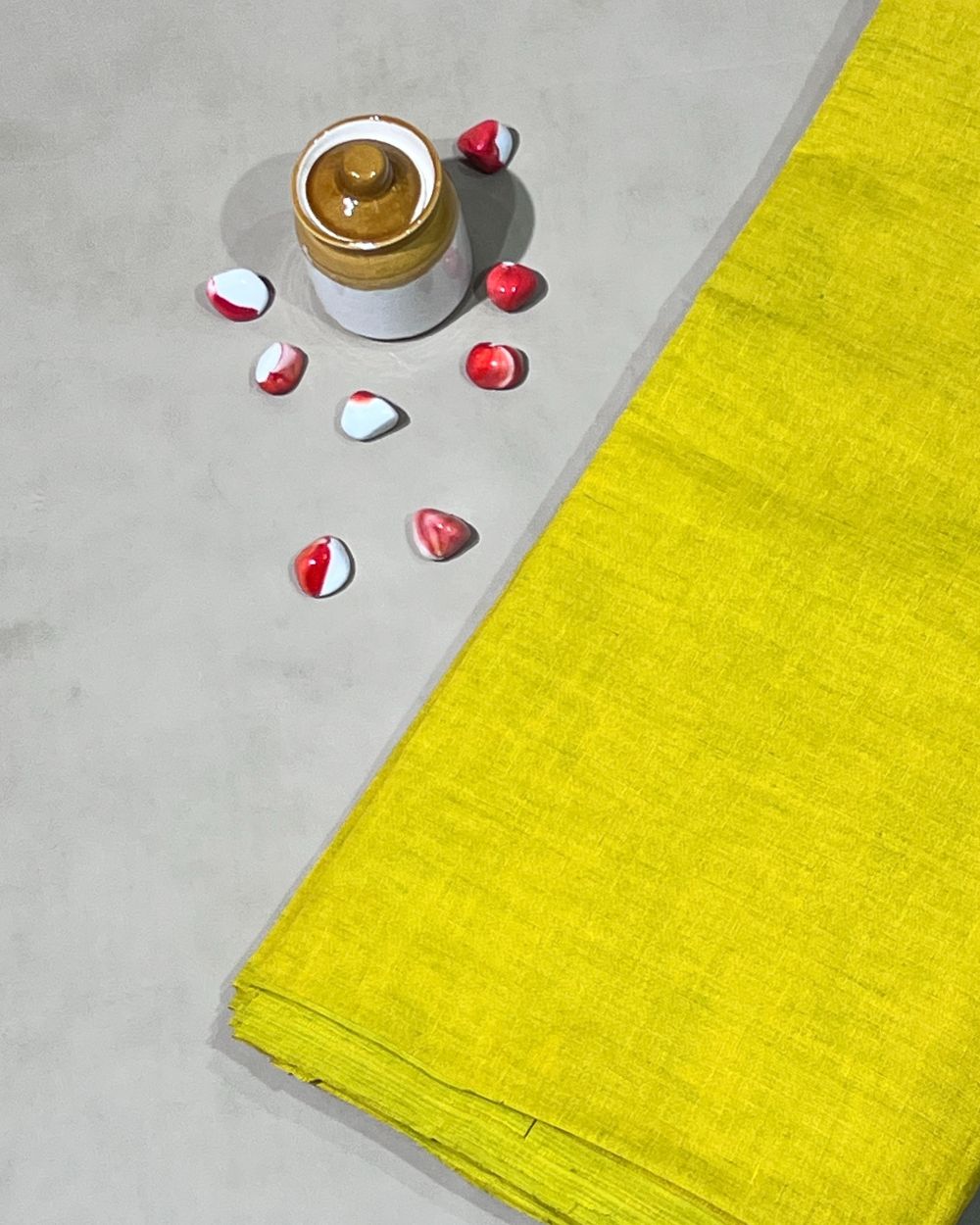 Plain Khadi Cotton Fabric Lemon Yellow Colour 45 Inches Width