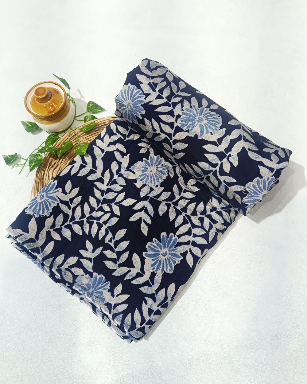 Printed Muslin (Foil) Navy Blue Colour 42 Inches Width