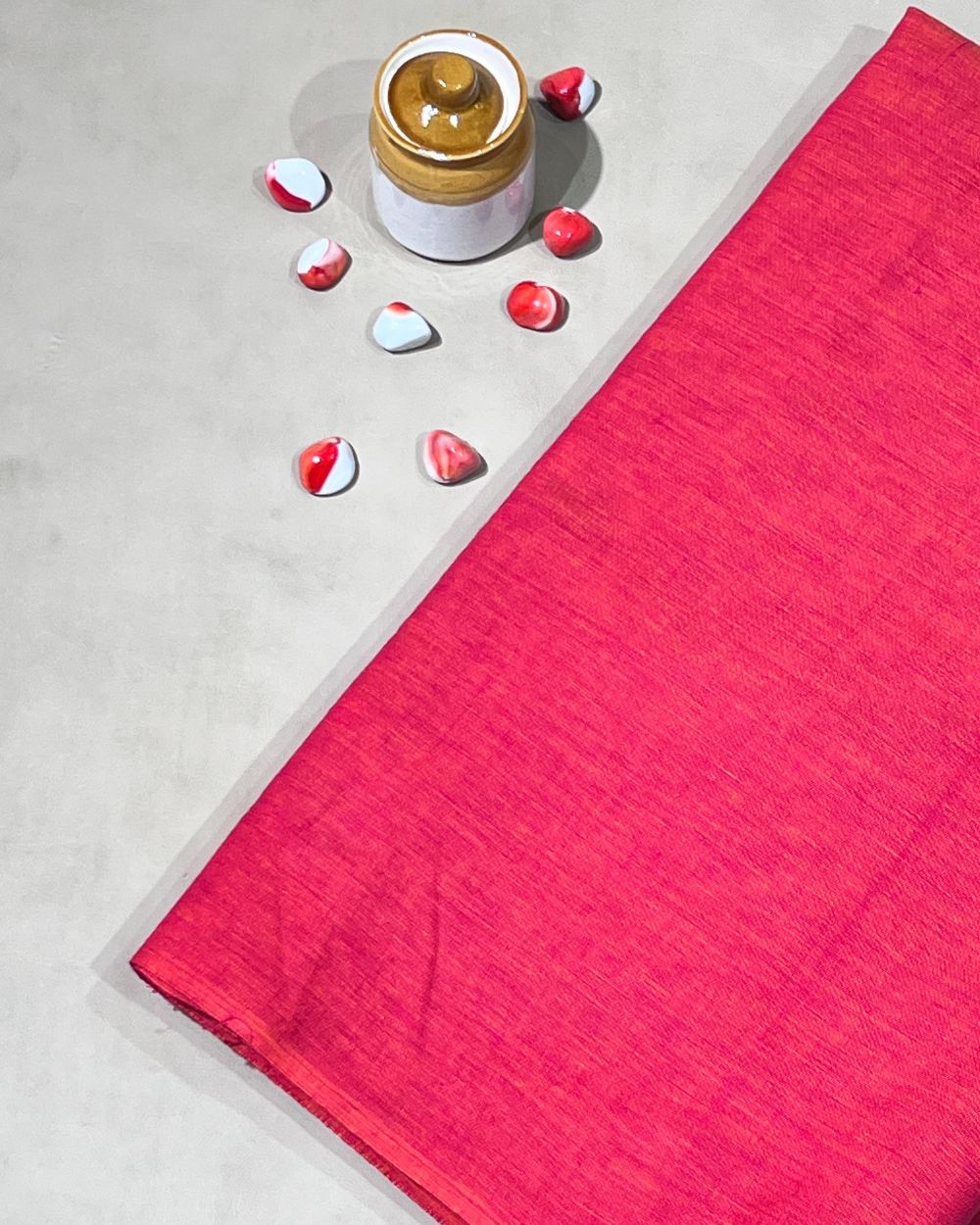 Plain Khadi Cotton Fabric Pink Colour 45 Inches Width