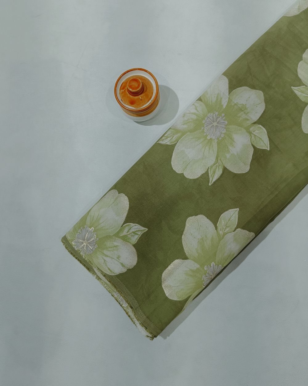 Printed Muslin (Foil) Mehandi Colour 42 Inches Width