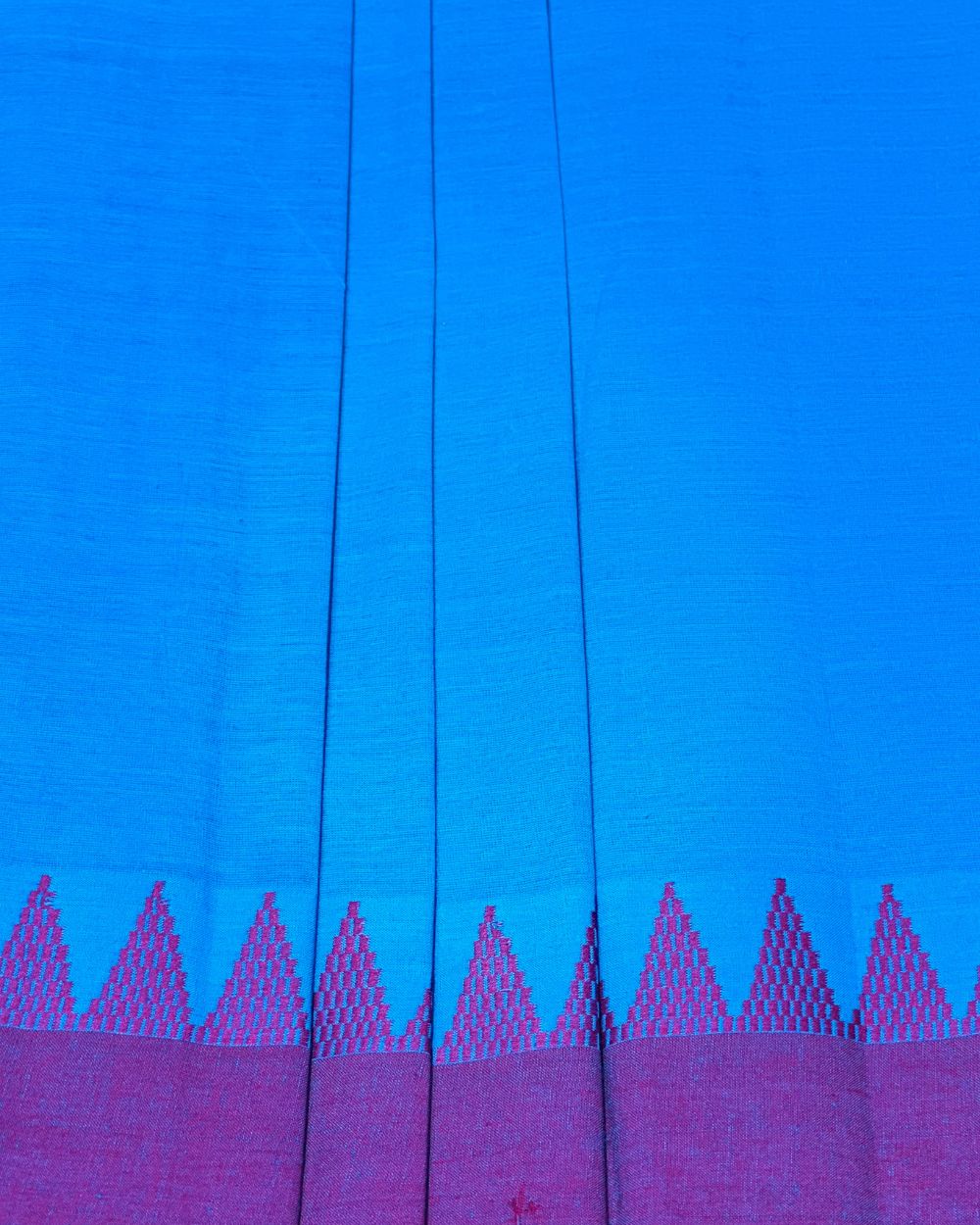 Khadi Cotton Fabric with Border Blue Colour 44 Inches Width