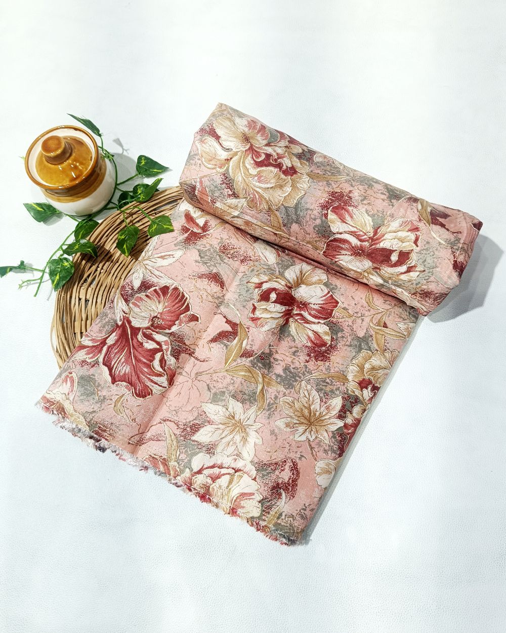 Printed Muslin (Foil) Pastel Peach Colour 42 Inches Width