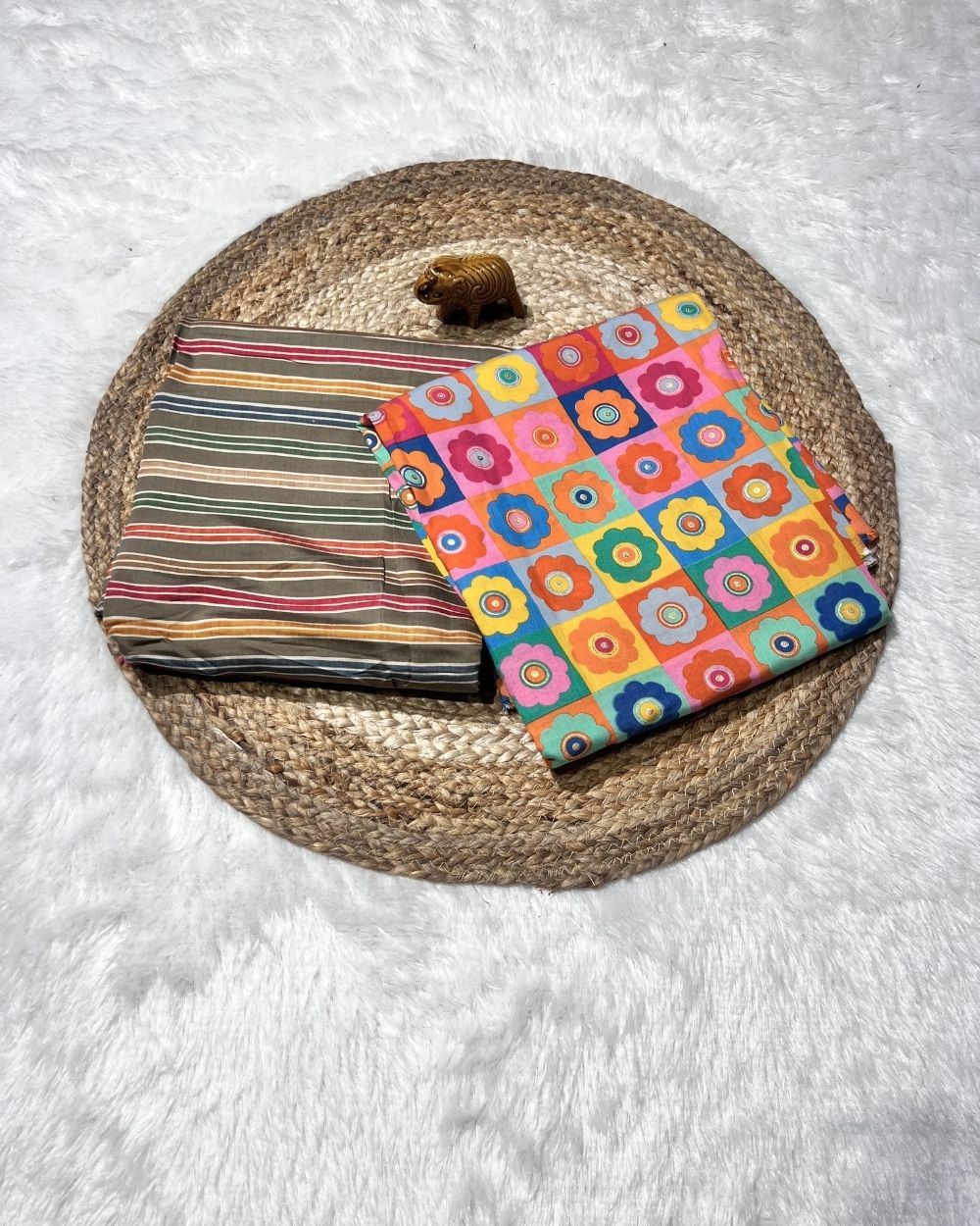 Printed Muslin Unstitched Top (2.80 mtr) & Bottom (2.60 mtr) Set Multicolour Colour 42 Inches Width