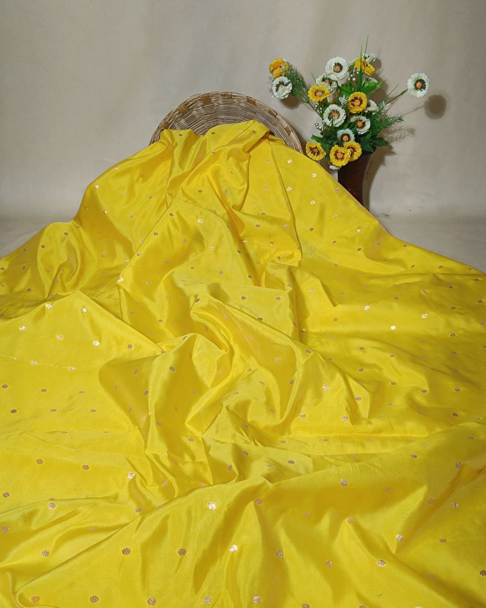 Taffeta Work Yellow Colour 60 Inches Width