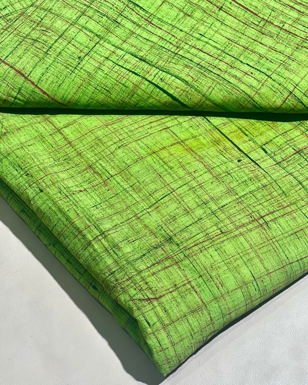 Cotton Brush Batik Plain Lime Green Colour 44 Inches Width