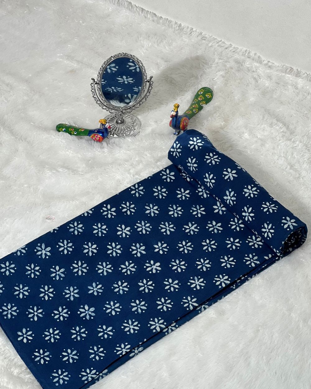 Hand Block Printed Cotton Indigo Blue Colour 44 Inches Width