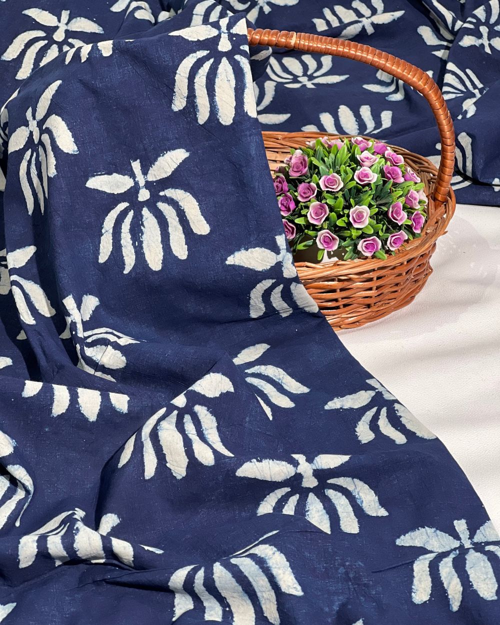 Hand Block Printed Cotton Indigo Blue Colour 44 Inches Width