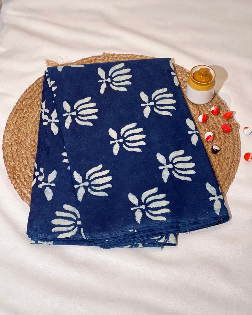 Hand Block Printed Cotton Indigo Blue Colour 44 Inches Width