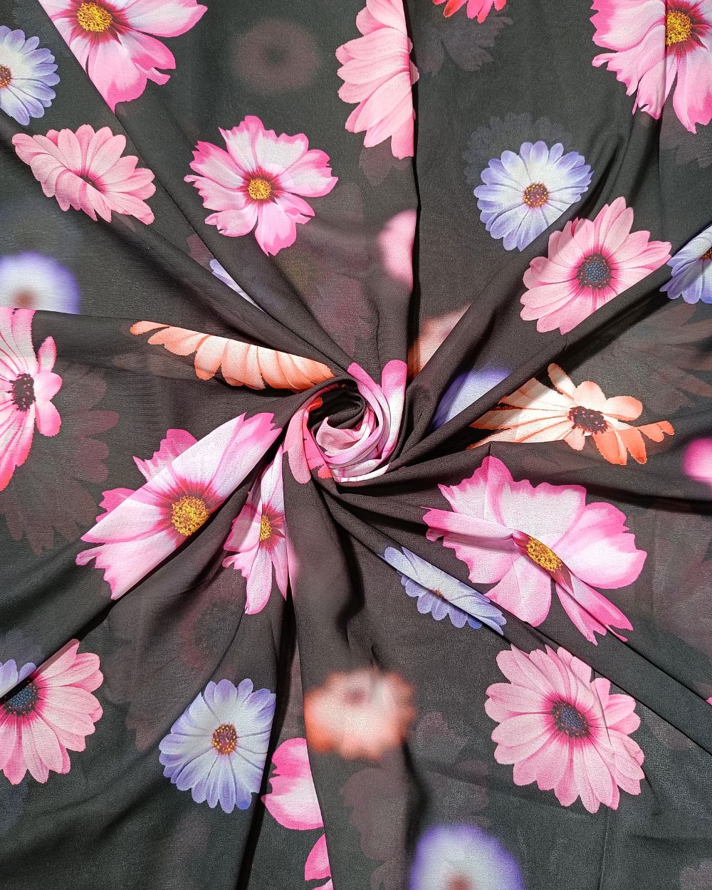 Fox Georgette Digital Print Black Colour 48 Inches Width
