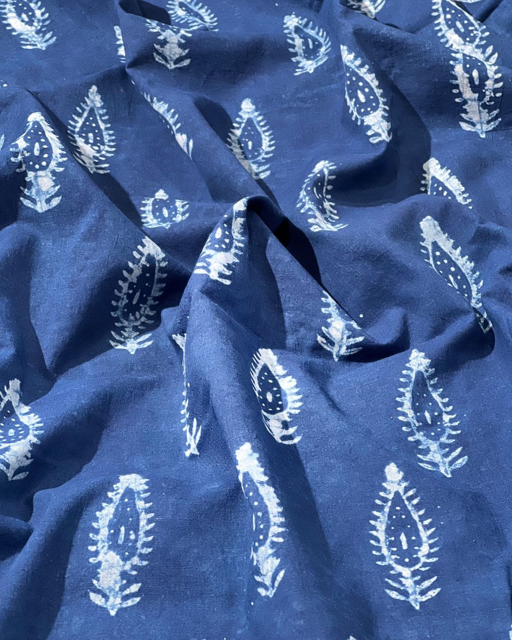 Hand Block Printed Cotton Indigo Blue Colour 44 Inches Width