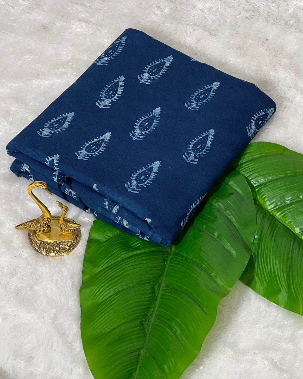 Hand Block Printed Cotton Indigo Blue Colour 44 Inches Width