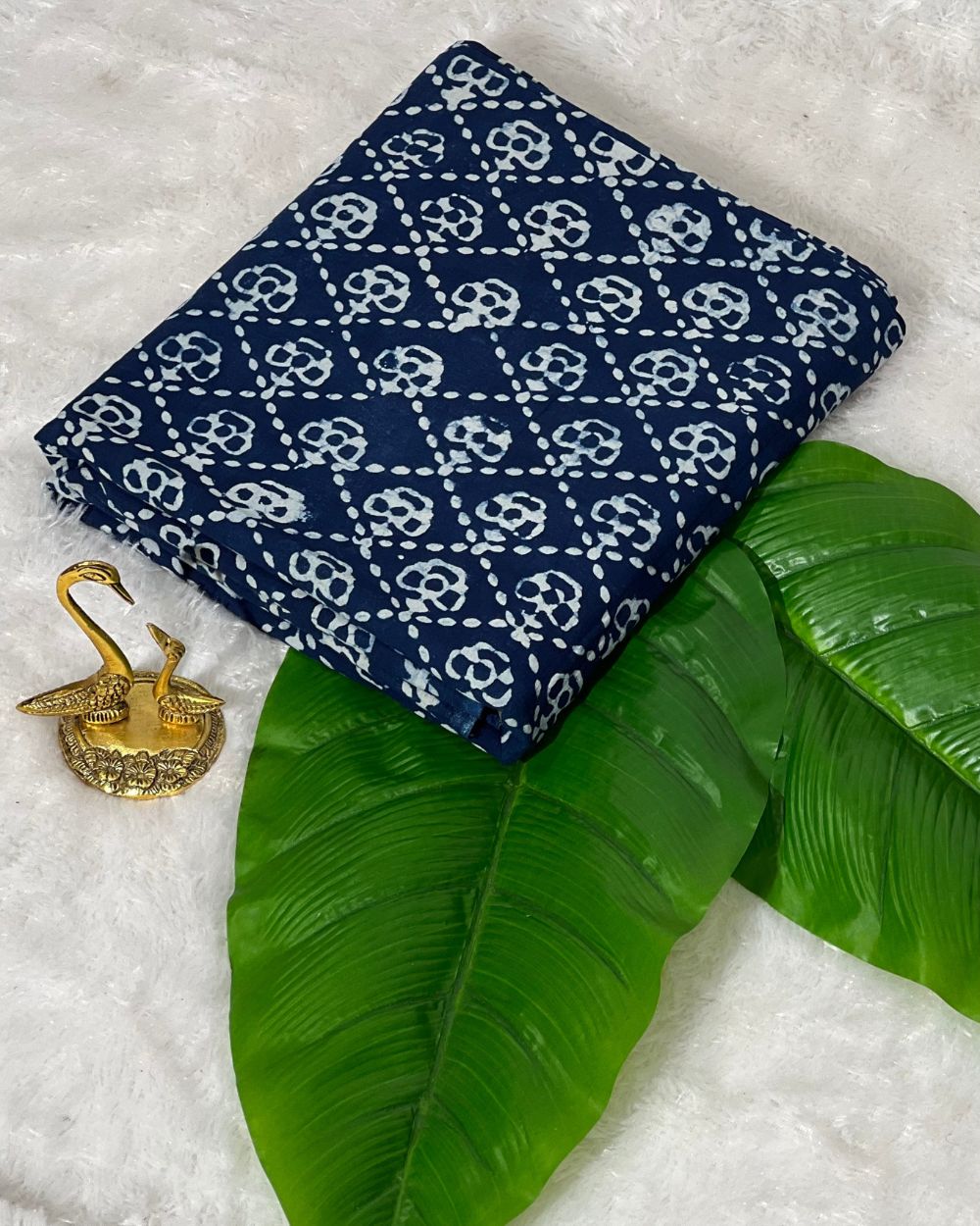 Hand Block Printed Cotton Indigo Blue Colour 44 Inches Width