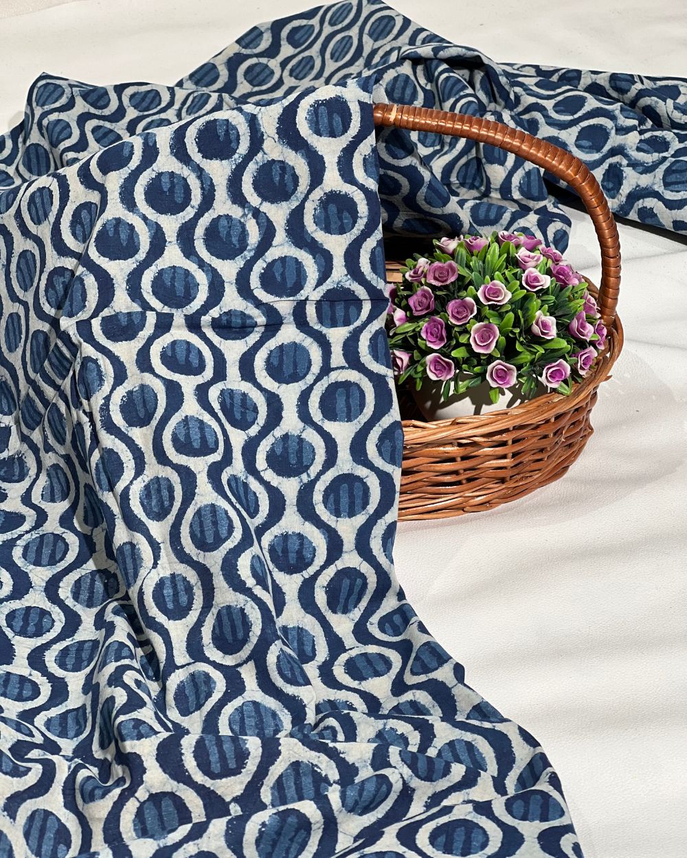 Hand Block Printed Cotton Indigo Blue Colour 44 Inches Width