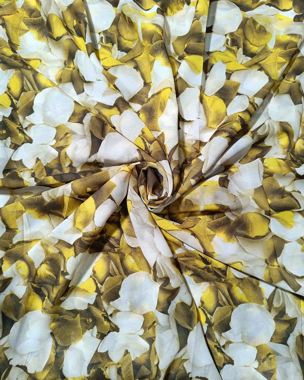 Fox Georgette Digital Print Olive Yellow Colour 48 Inches Width
