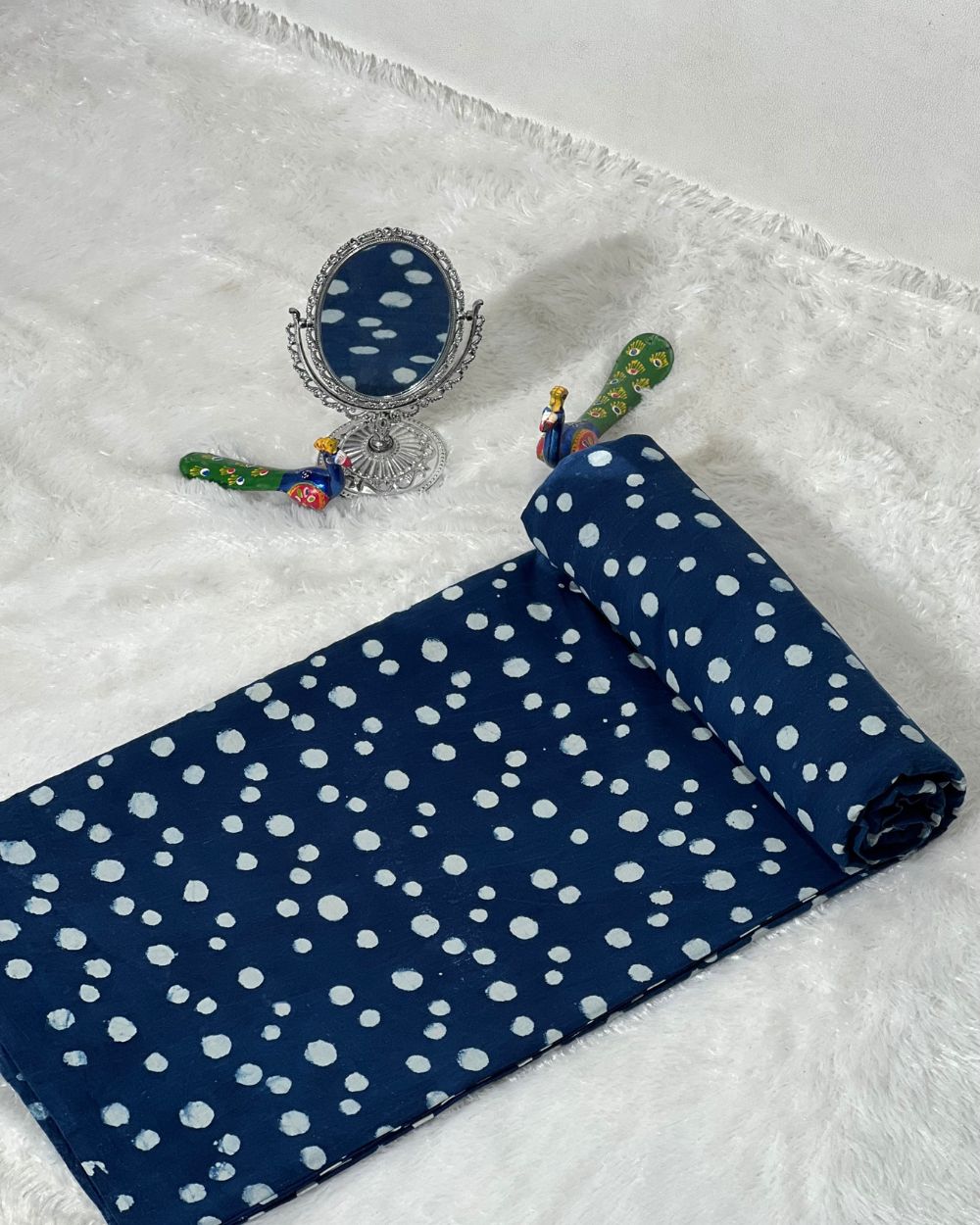 Hand Block Printed Cotton Indigo Blue Colour 44 Inches Width