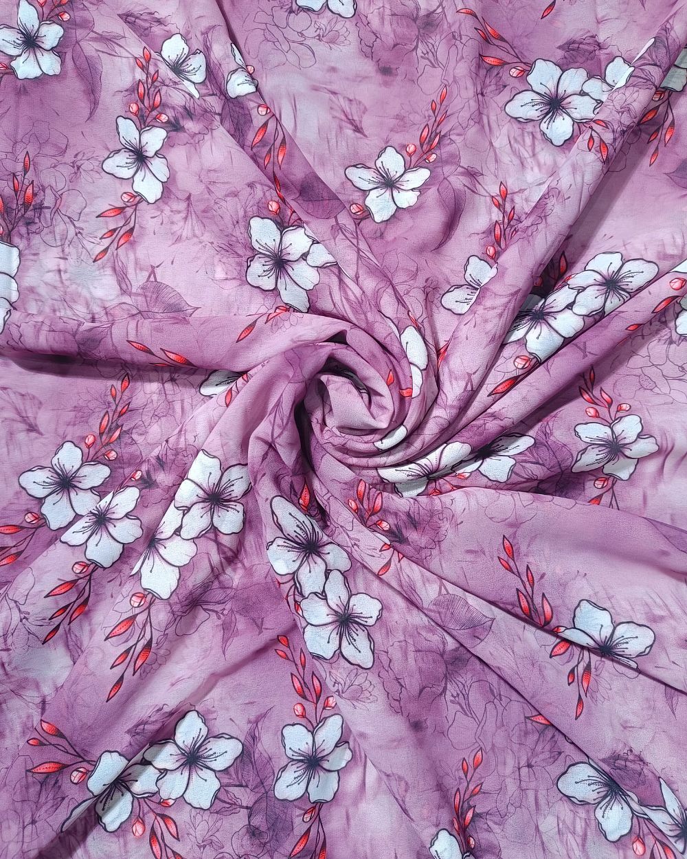 Fox Georgette Digital Print Onion Pink Colour 48 Inches Width