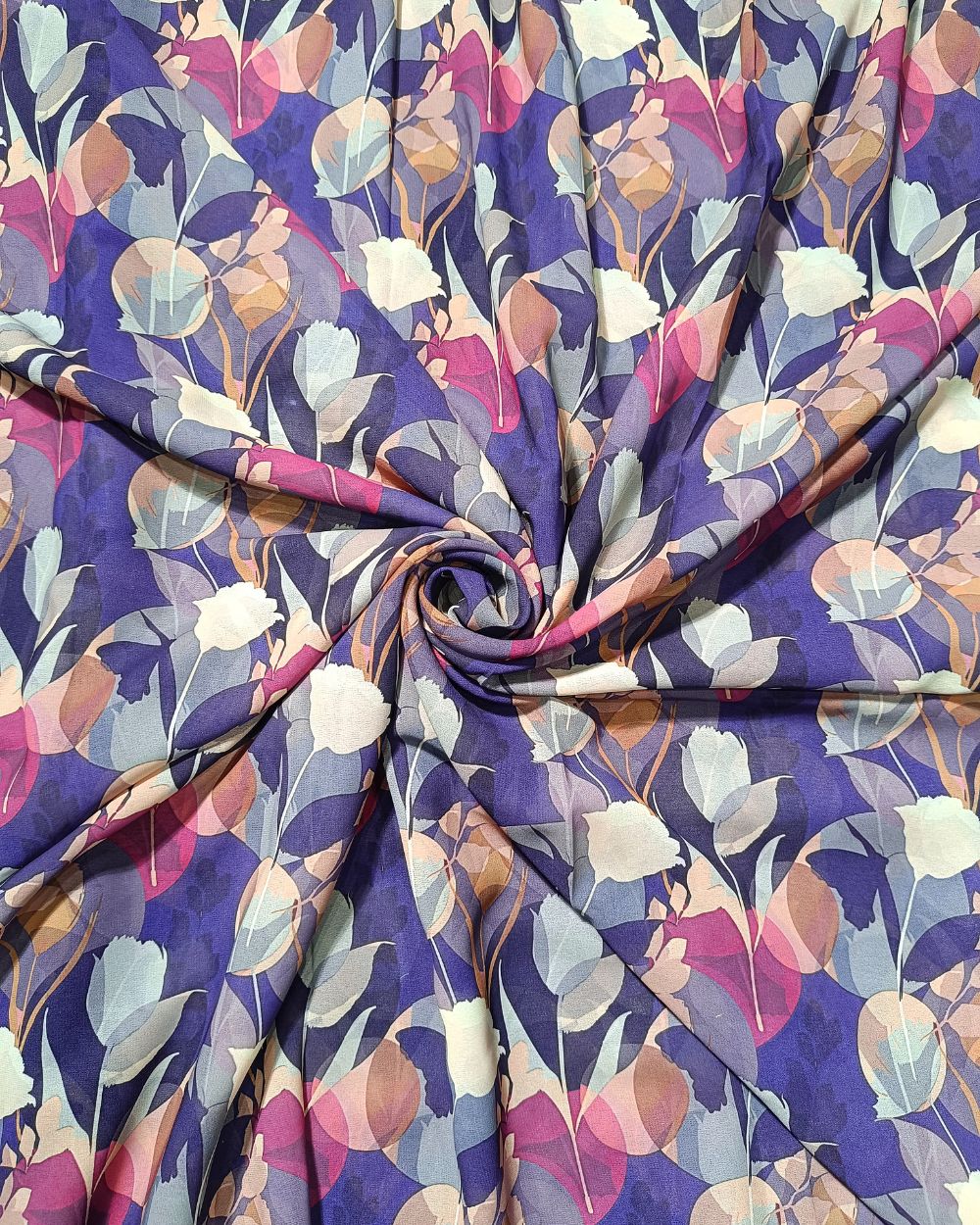 Fox Georgette Digital Print Navy Blue Colour 48 Inches Width