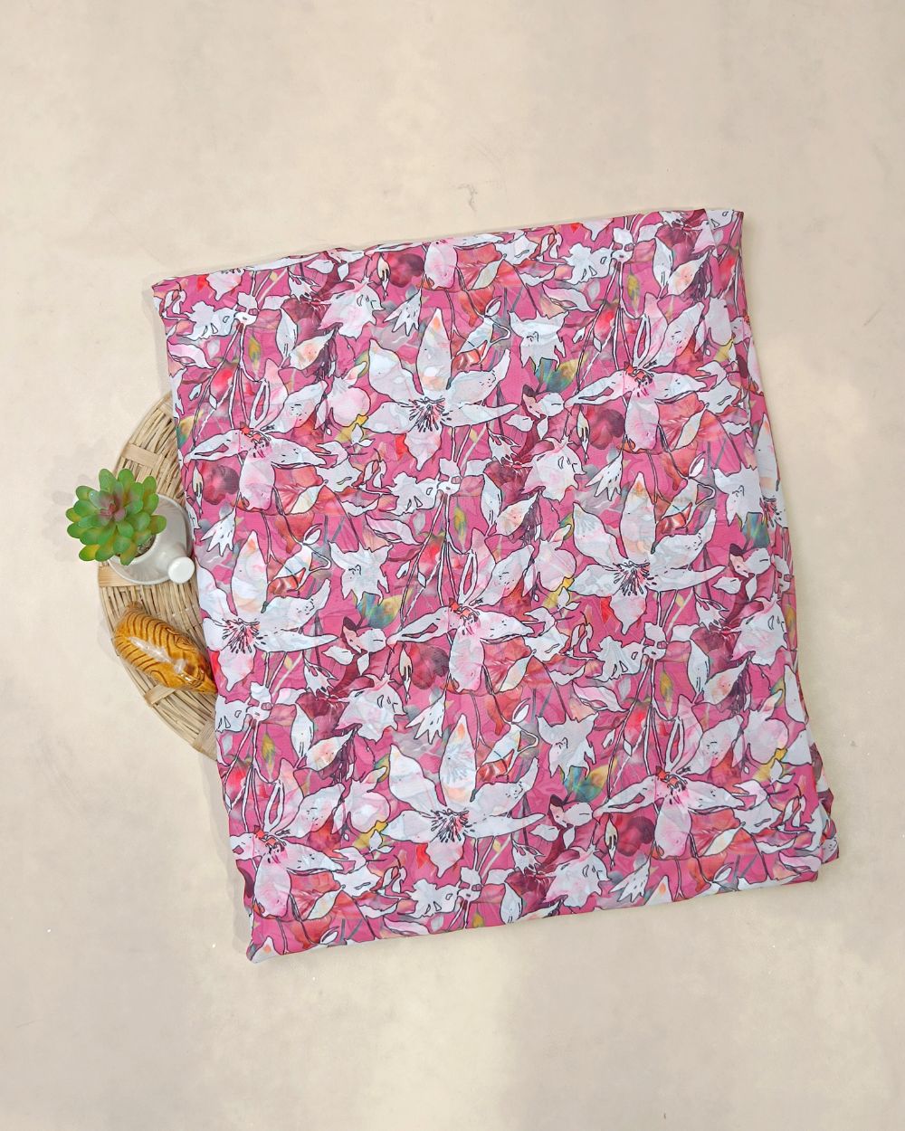 Fox Georgette Digital Print Cherry Pink Colour 48 Inches Width