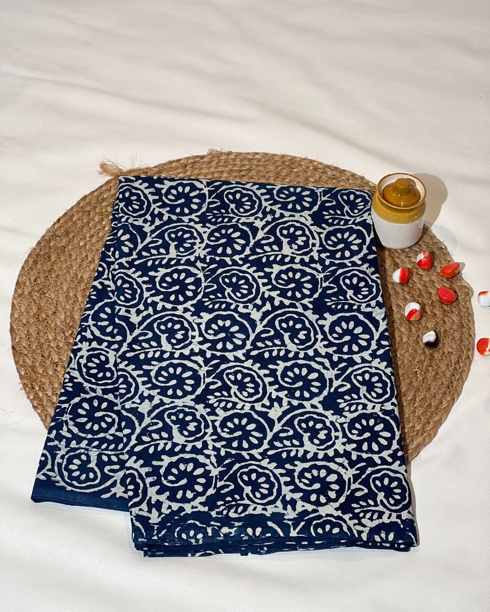 Hand Block Printed Cotton Indigo Blue Colour 44 Inches Width