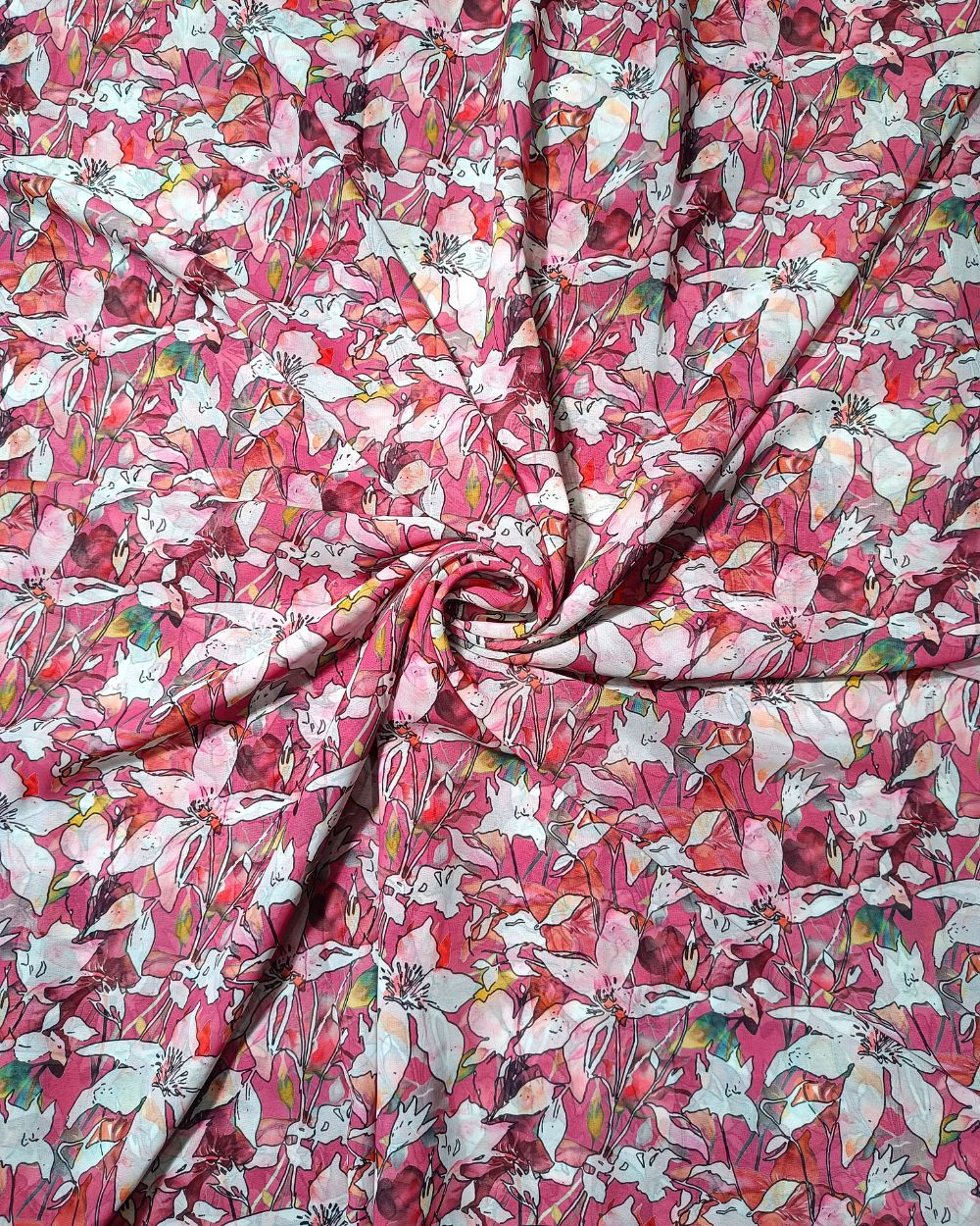 Fox Georgette Digital Print Cherry Pink Colour 48 Inches Width