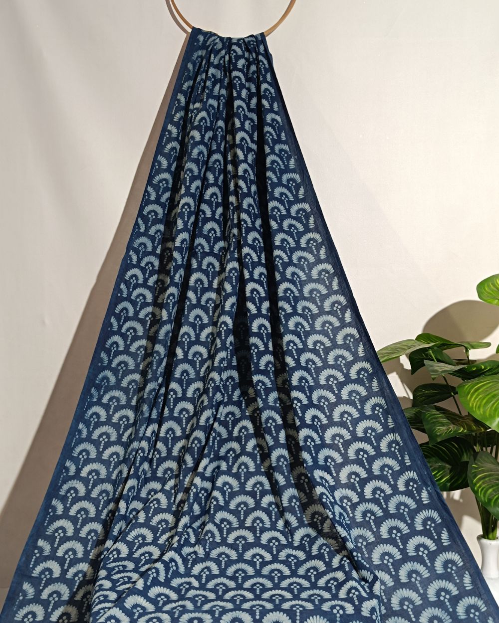 Hand Block Printed Cotton Indigo Blue Colour 44 Inches Width