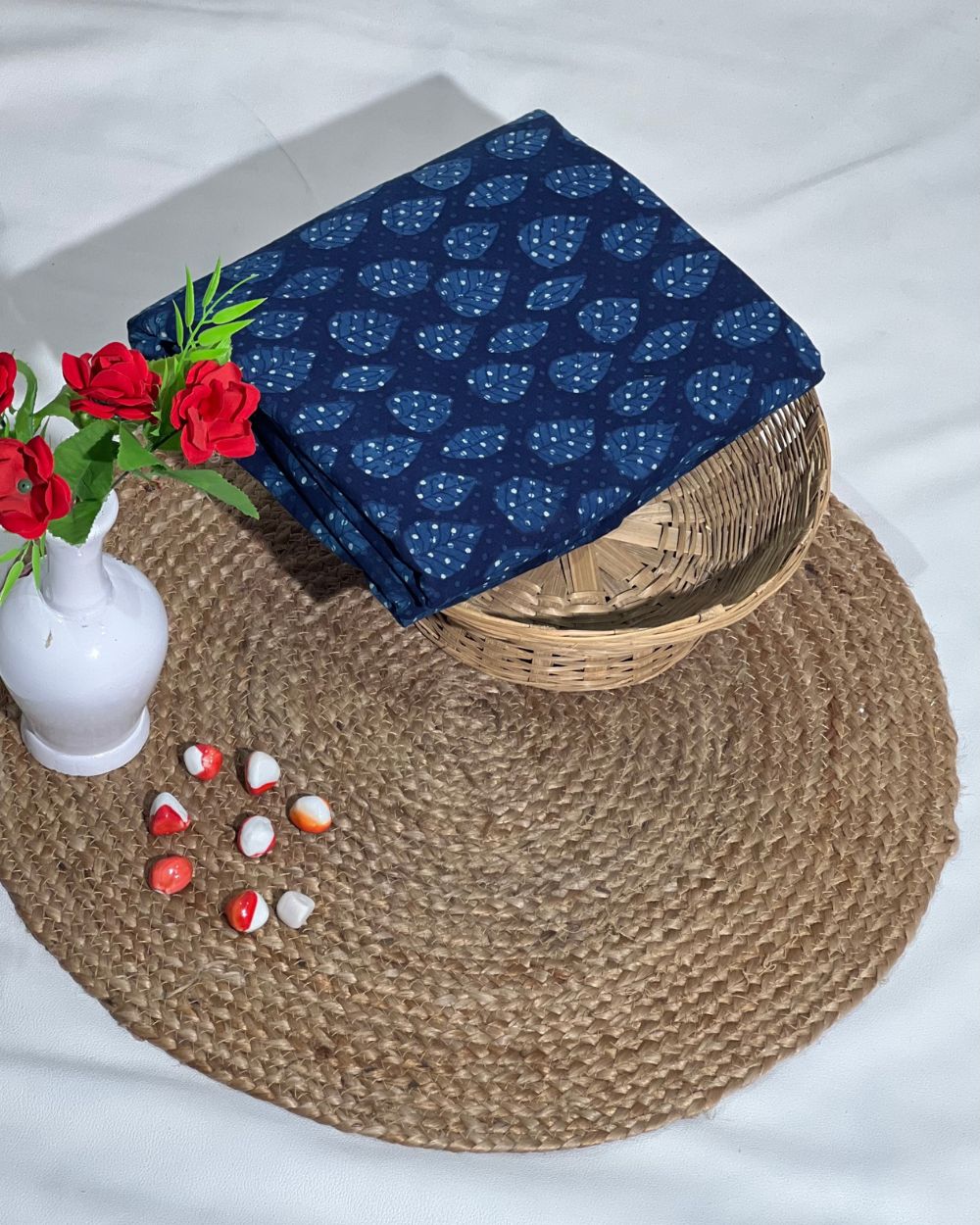 Hand Block Printed Cotton Indigo Blue Colour 44 Inches Width