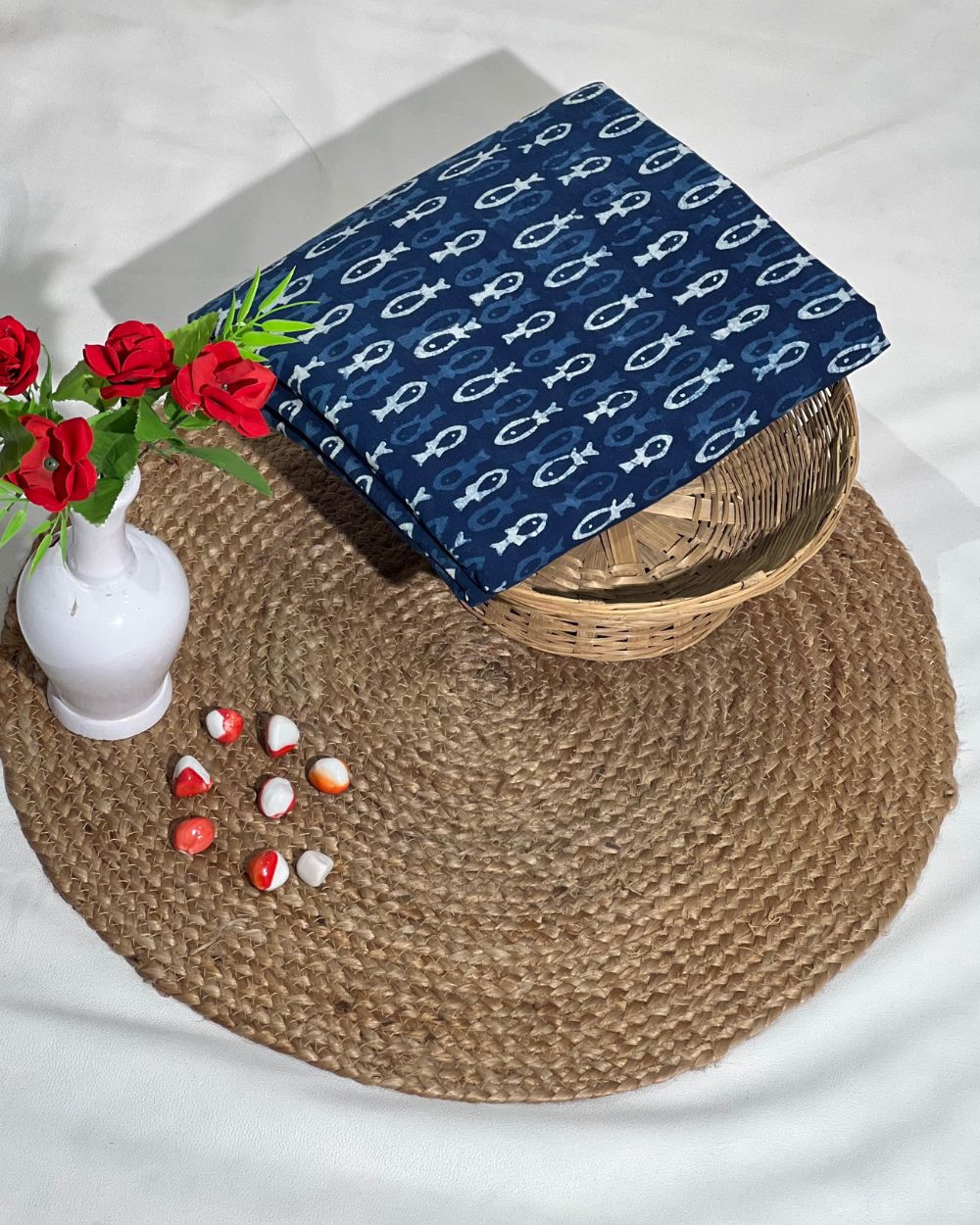 Hand Block Printed Cotton Indigo Blue Colour 44 Inches Width