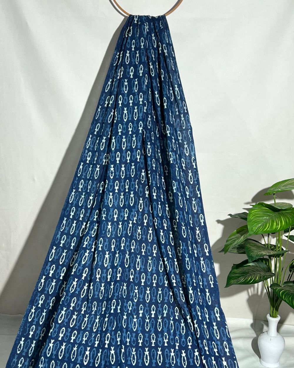 Hand Block Printed Cotton Indigo Blue Colour 44 Inches Width