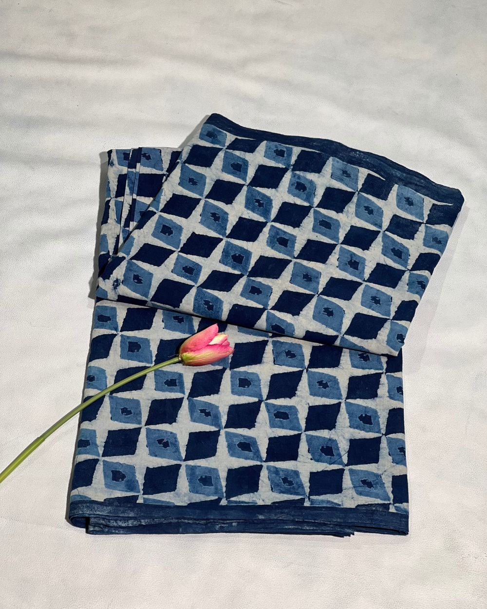 Hand Block Printed Cotton Indigo Blue Colour 44 Inches Width