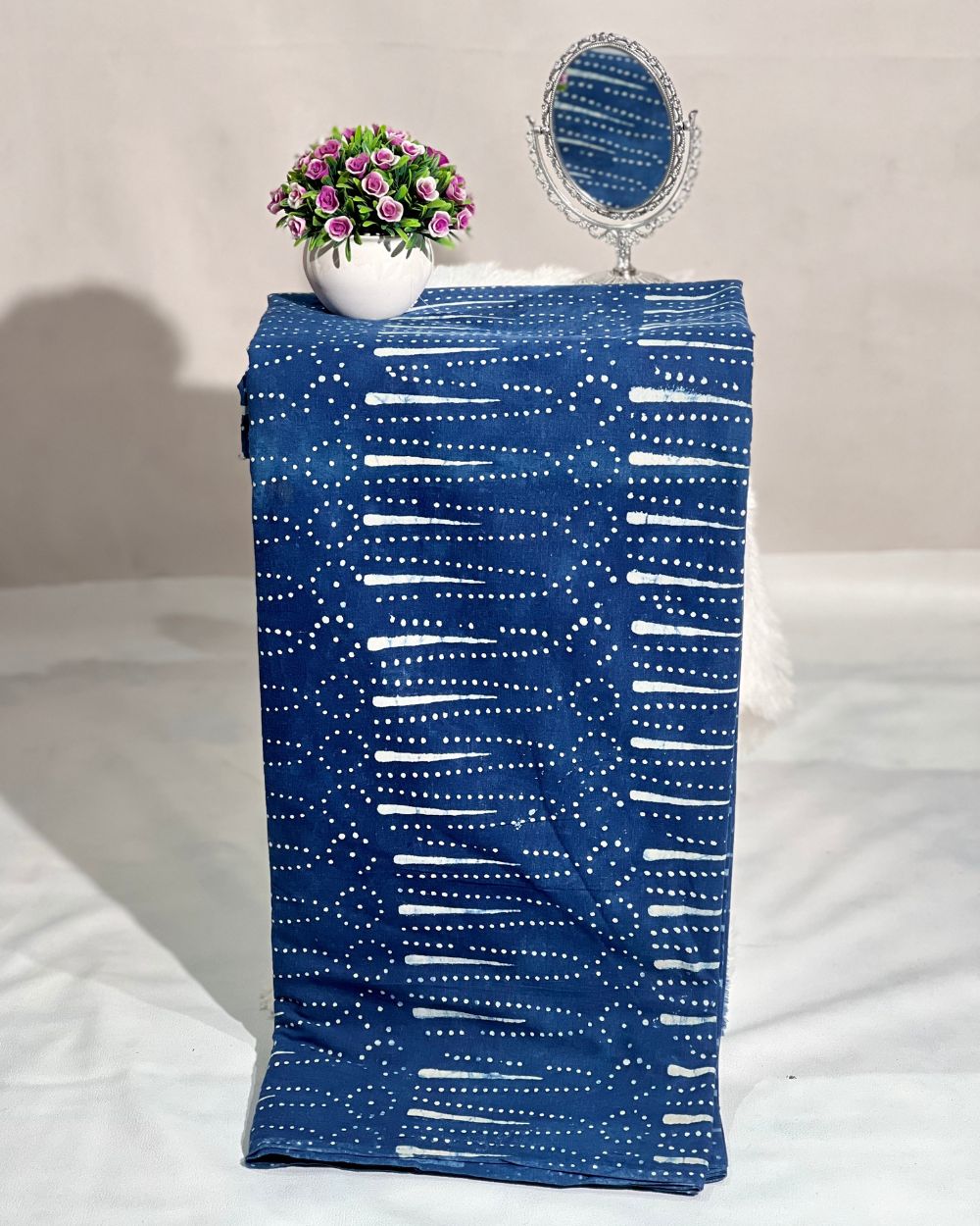 Hand Block Printed Cotton Indigo Blue Colour 44 Inches Width