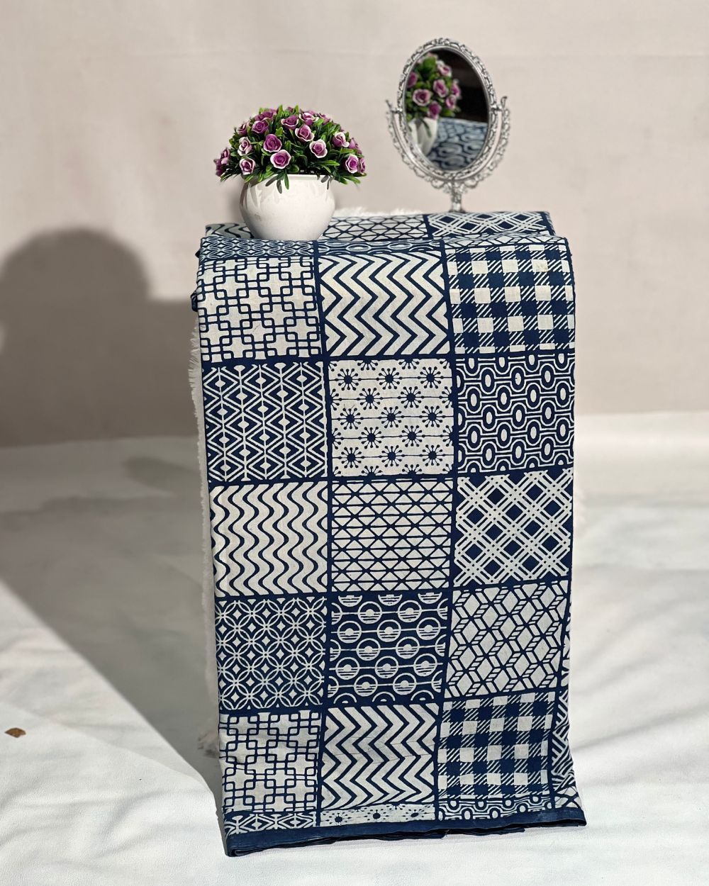 Hand Block Printed Cotton Indigo Blue Colour 44 Inches Width