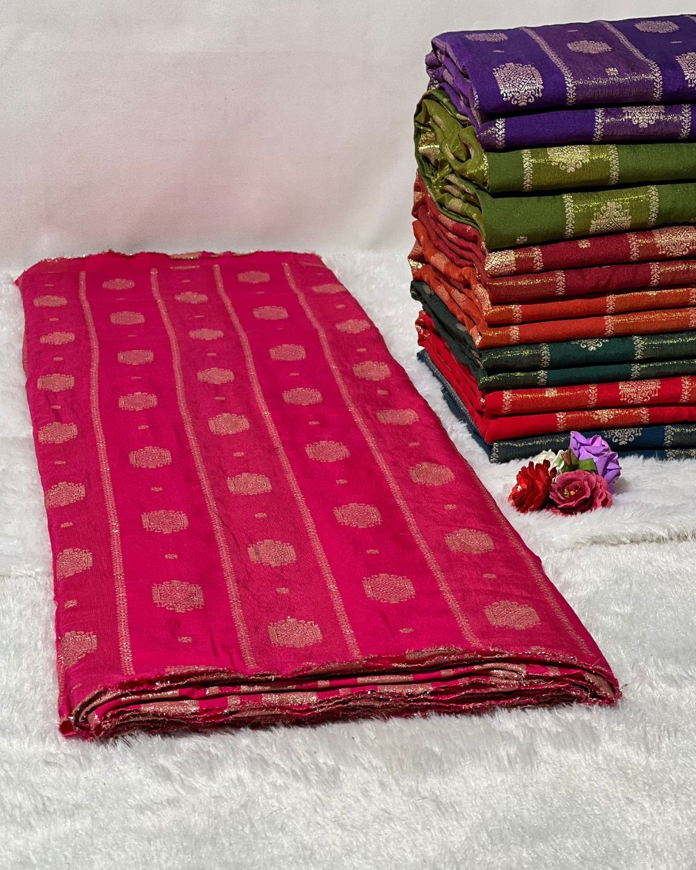 Chanderi Work Rani Pink Colour 45 Inches Width