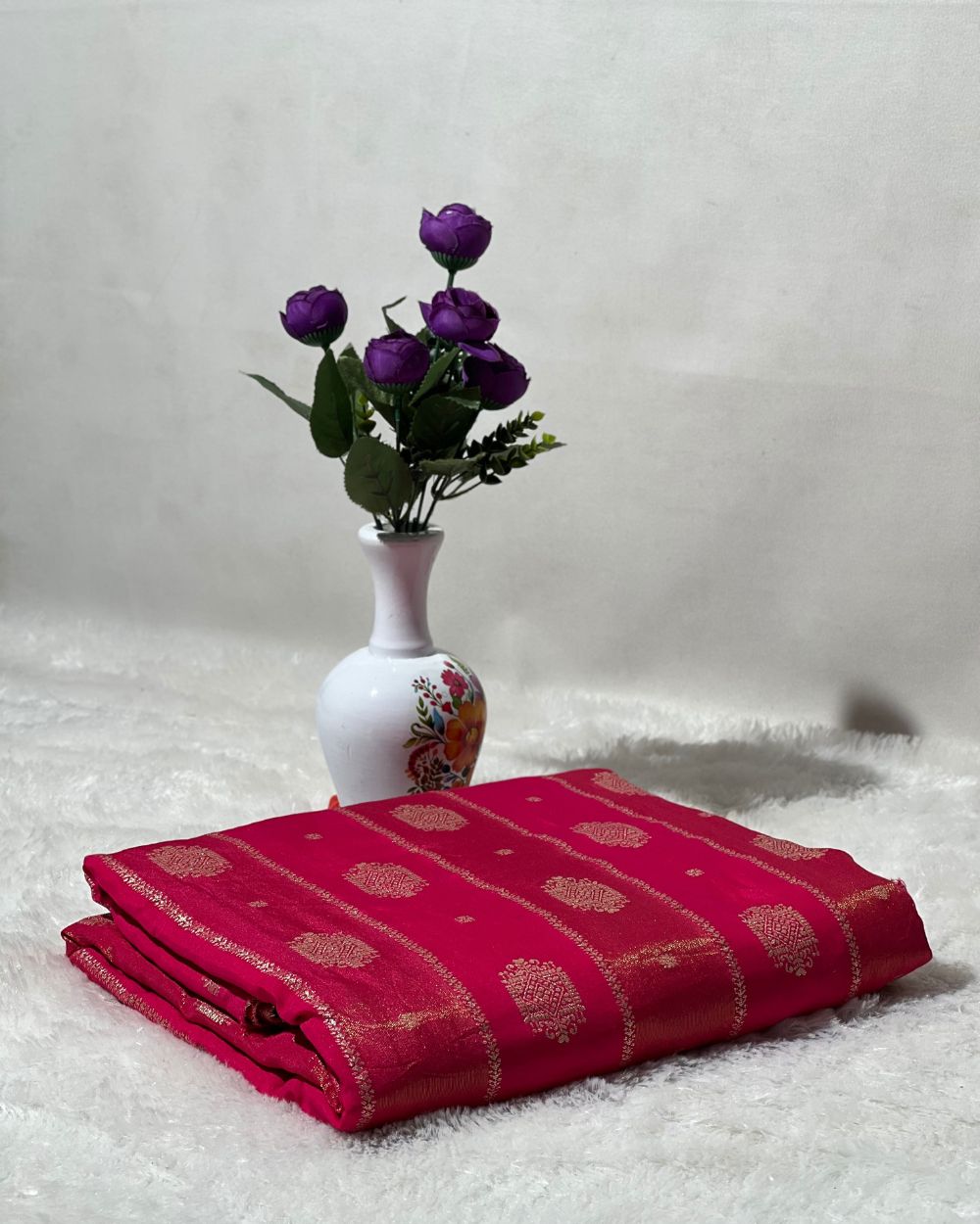 Chanderi Work Rani Pink Colour 45 Inches Width