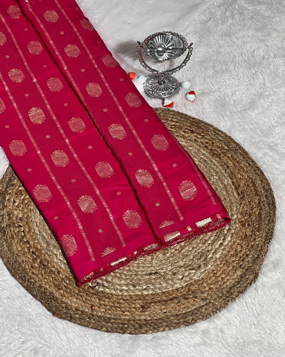 Chanderi Work Rani Pink Colour 45 Inches Width