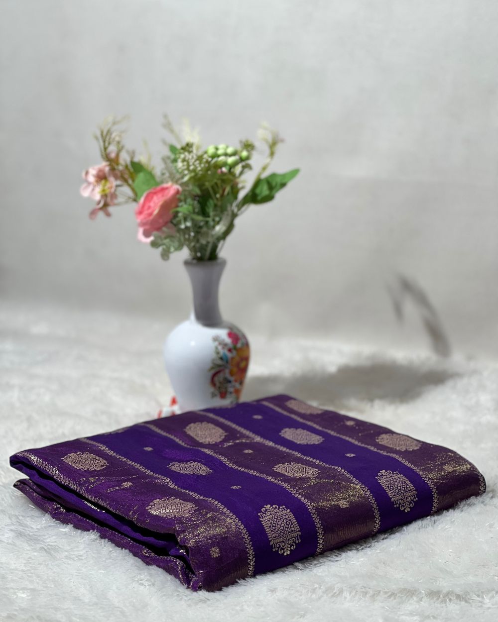 Chanderi Work Purple Colour 45 Inches Width