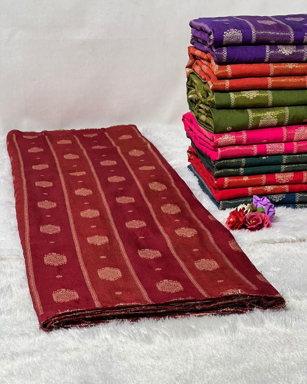 Chanderi Work Maroon Colour 45 Inches Width