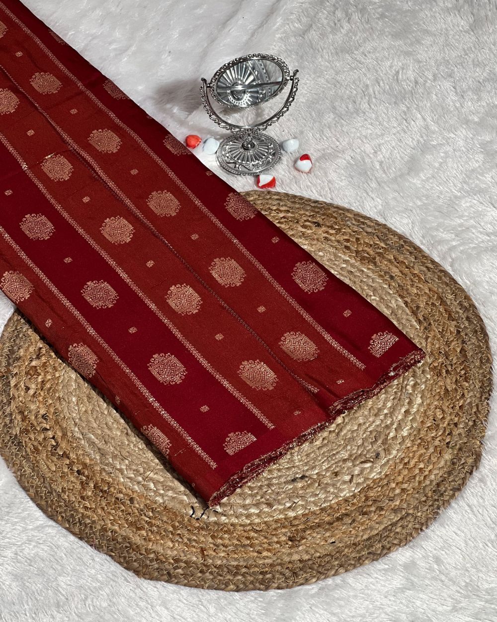 Chanderi Work Maroon Colour 45 Inches Width