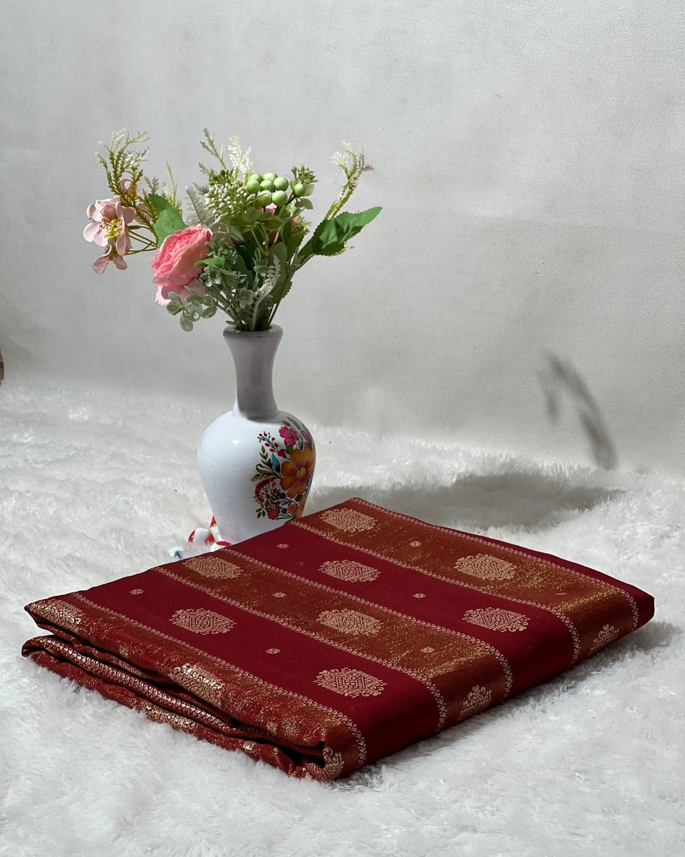 Chanderi Work Maroon Colour 45 Inches Width