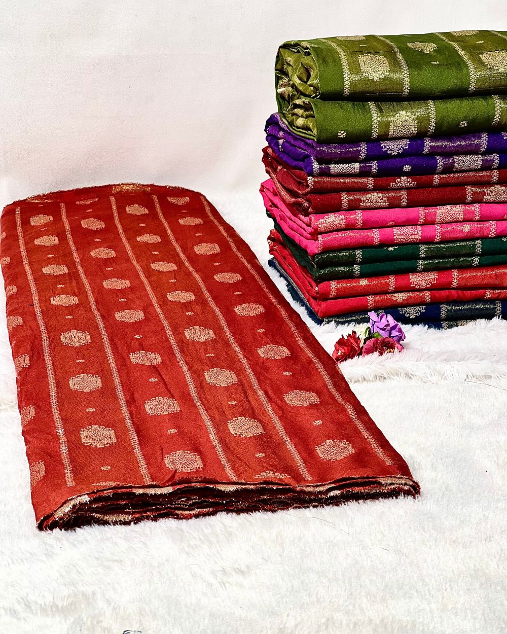 Chanderi Work Burnt Orange Colour 45 Inches Width