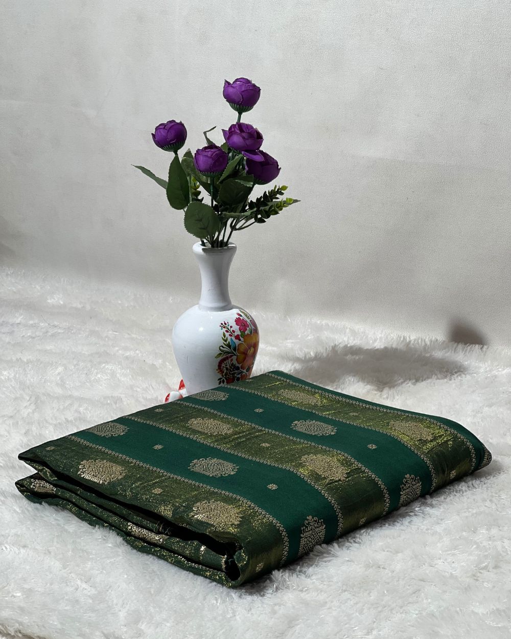 Chanderi Work Bottle Green Colour 45 Inches Width