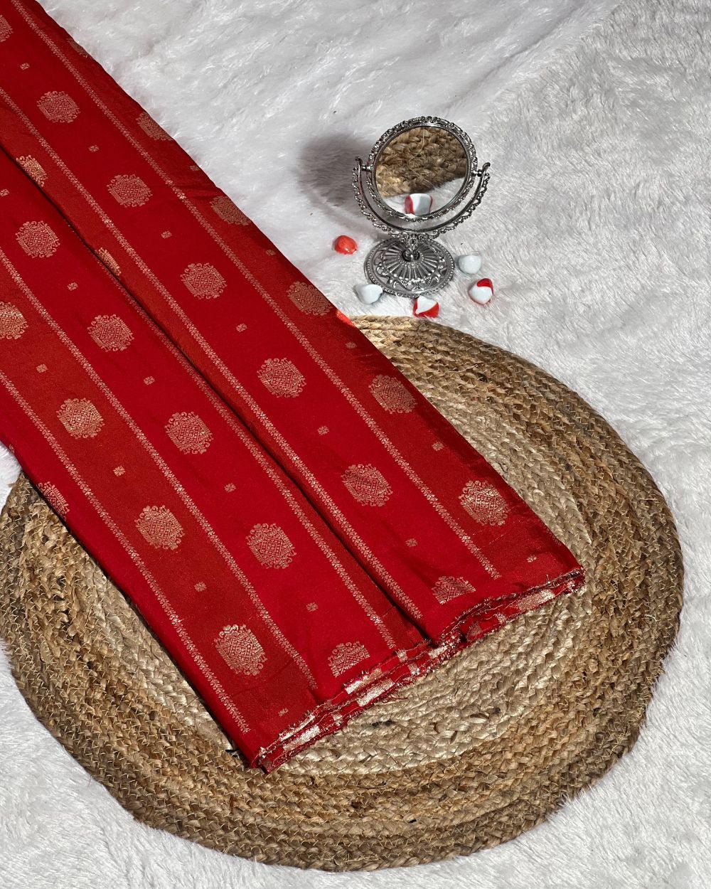 Chanderi Work Red Colour 45 Inches Width