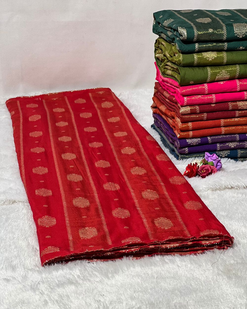 Chanderi Work Red Colour 45 Inches Width