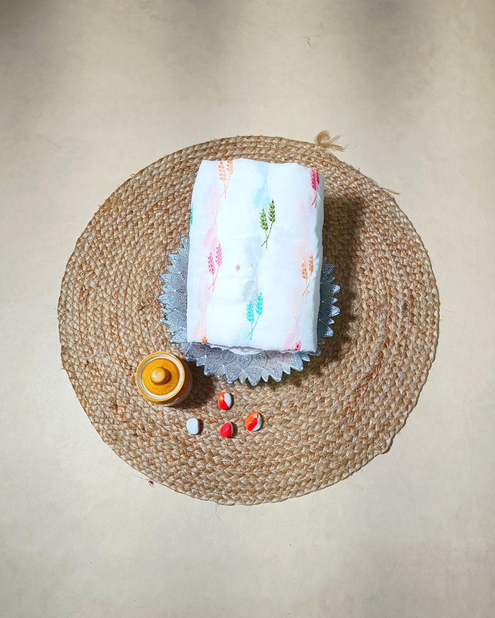 Mal Cotton with Thread Work White Colour 40 Inches Width