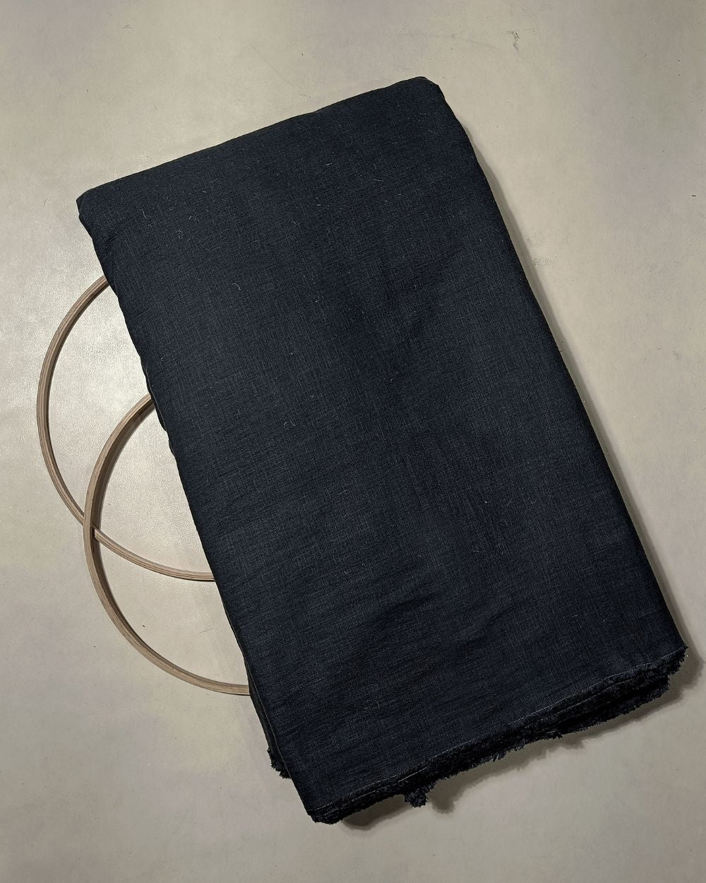Plain Cotton Linen Black Colour 44 Inches Width