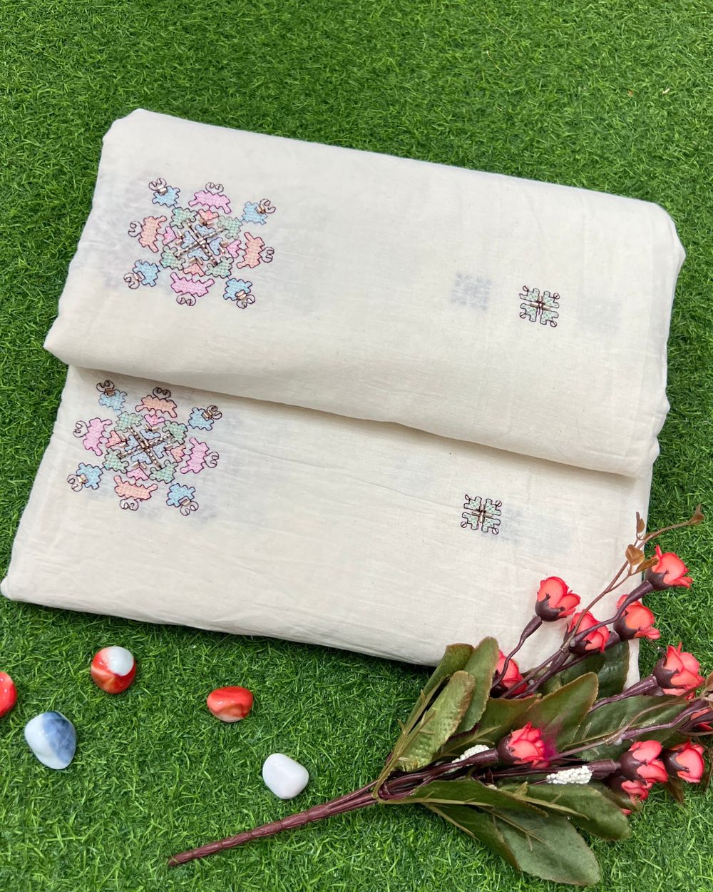 Kora Cotton Work Multicolor 45 Inches Width