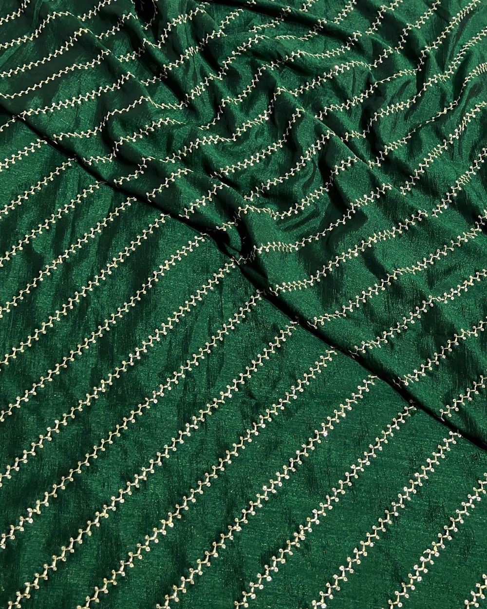 Vichitra Silk Work Bottle Green Colour 44 Inches Width