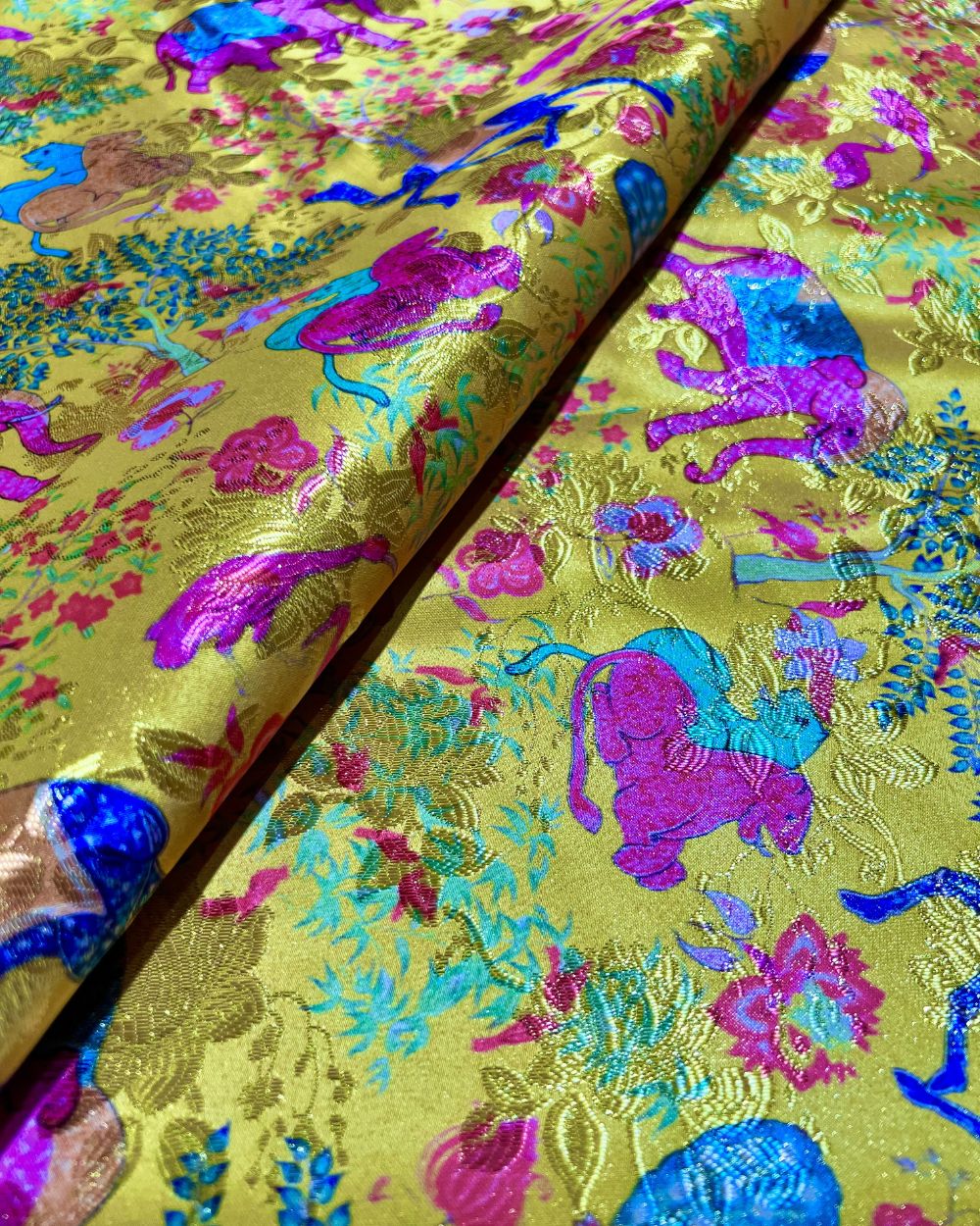 Digital Zari Work Yellow Colour 47 Inches Width