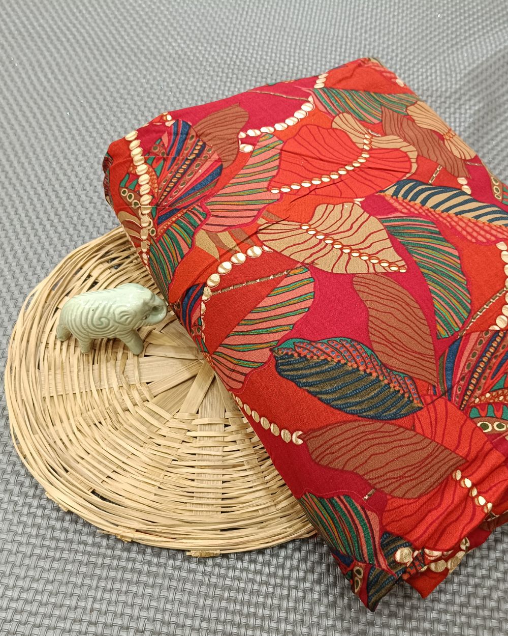 Rayon Foil Print Red Colour 42 Inches Width